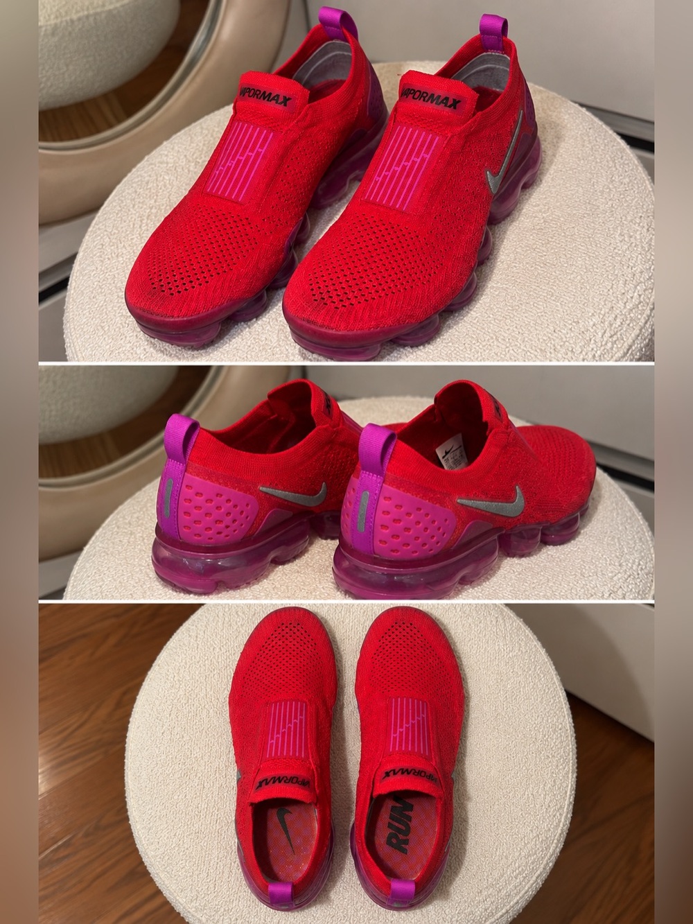Nike Air Vapor Max Moc 2 - Pink & Red Slip-On Sneakers with Pink Sole